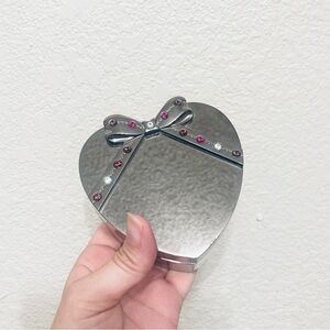 Things Remembered Swarovski silver metal Mirrored look heart jewelry box Purple